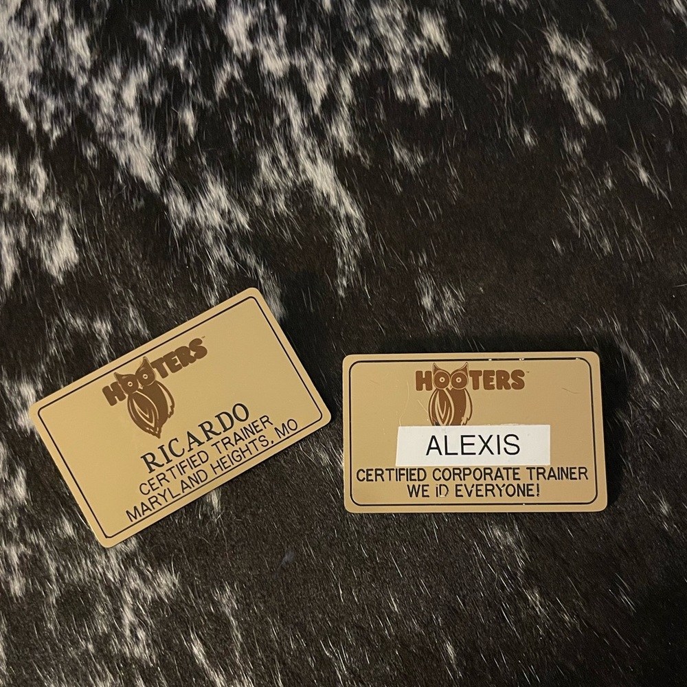 Hooters name tag tags